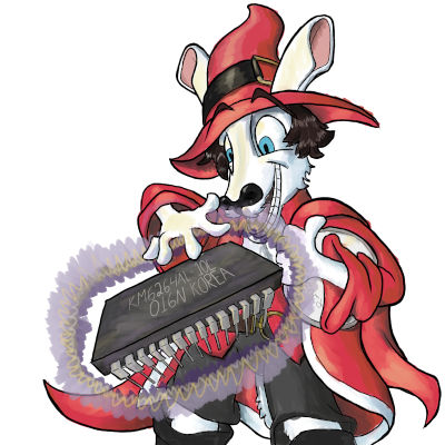 The memory magician, as a red mage, casting a spell on a RAM chip
