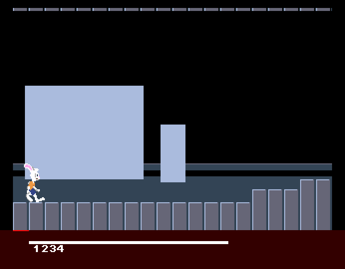 Bun Runner game with 1234 printed on screen